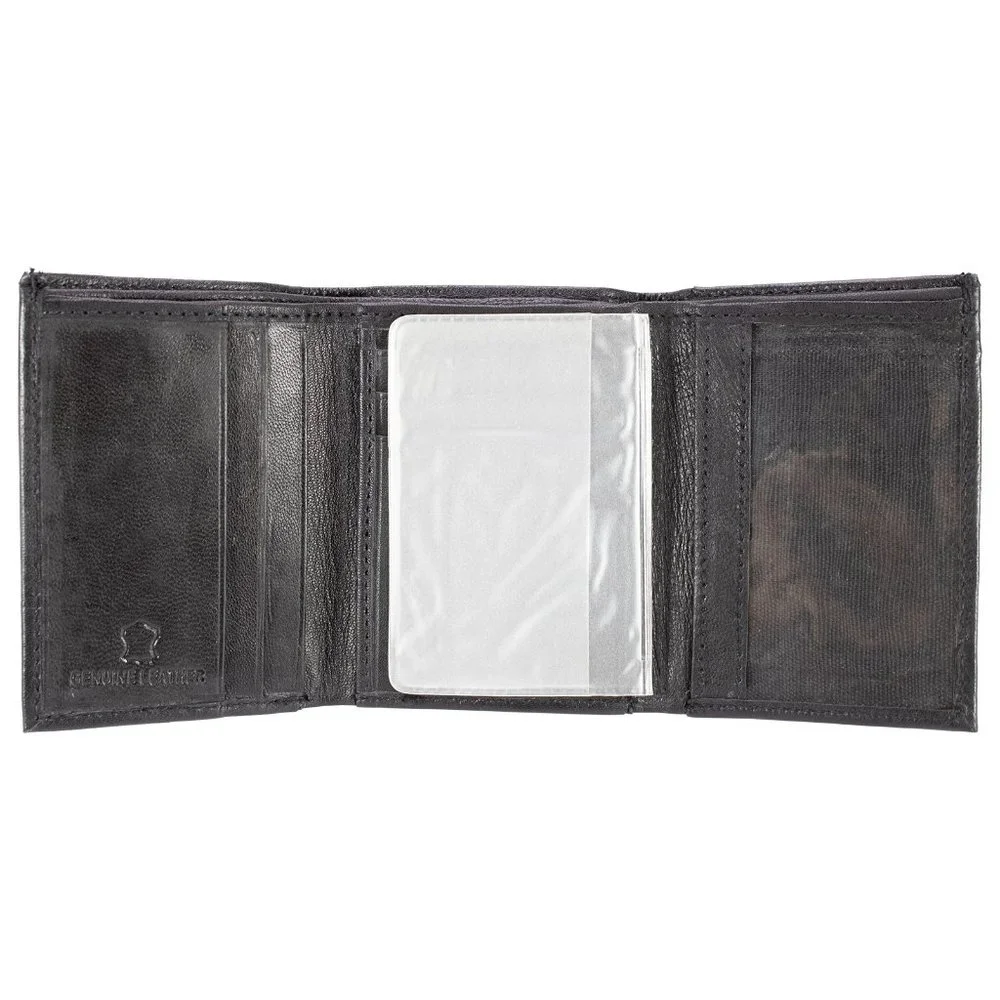 Men Black Lambskin Leather Trifold Wallet